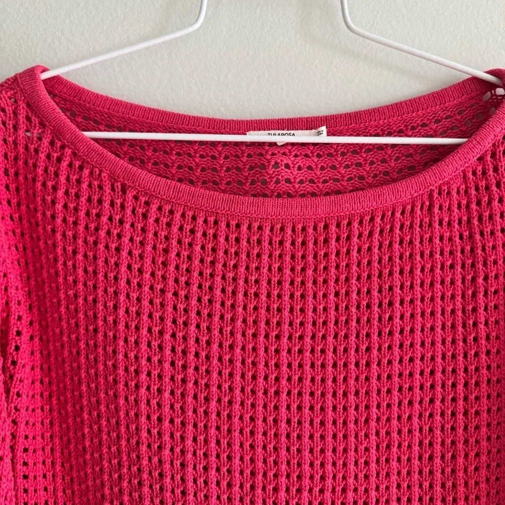Tularosa Pink Mesh Crop Pullover Sweater Size XS